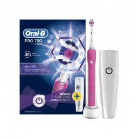 Oral-B Pro 750 3D White Pink Colour & Bonus Travel Case