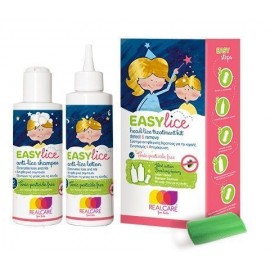 Real Care Easy Lice Kit Σύστημα Αντιφθειρικής Θεραπείας - Λοσιόν (125ml) + Σαμπουάν (125ml) + Χτένι για τις Κόνιδες